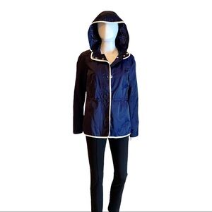 Tommy Hilfiger blue utility hoody windbreaker jacket w/ zipper & snaps medium